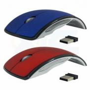 Mouse wireless dobravél com estojo, nas cores azul ou Vermelho.